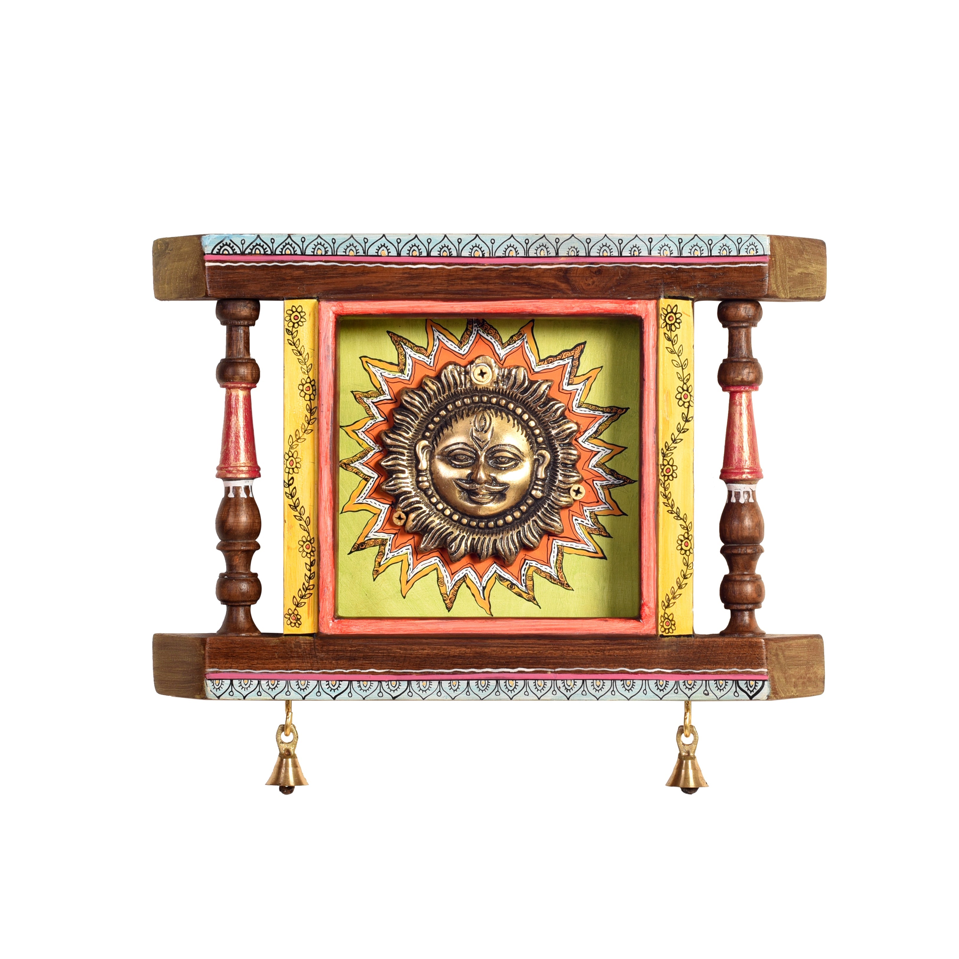 Divya-II Wall décor frame with beautiful Brass Sculpture of Surya Dev