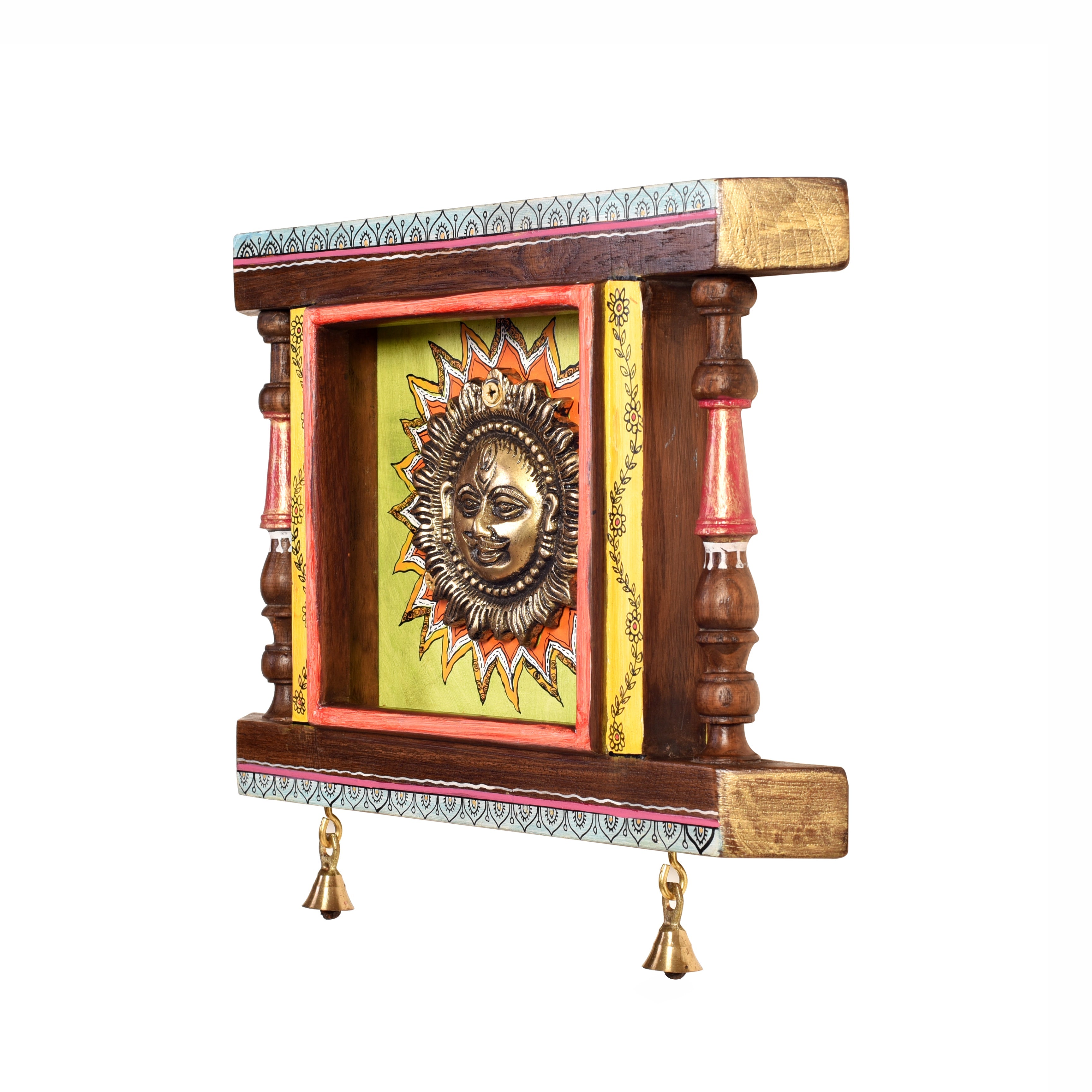 Divya-II Wall décor frame with beautiful Brass Sculpture of Surya Dev