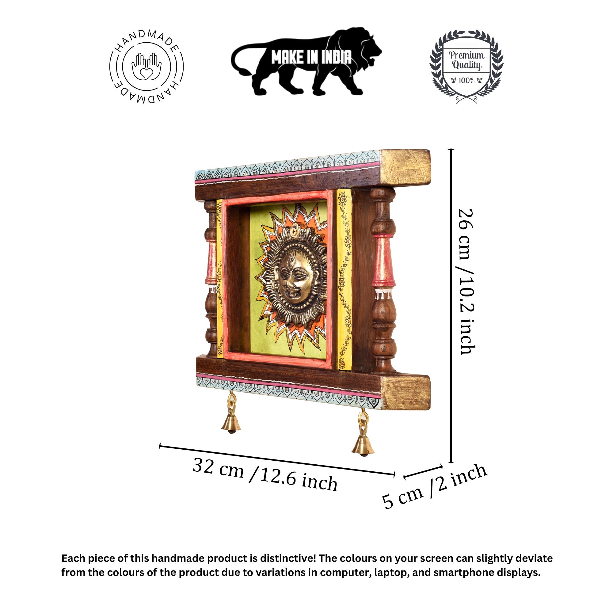 Divya-II Wall décor frame with beautiful Brass Sculpture of Surya Dev