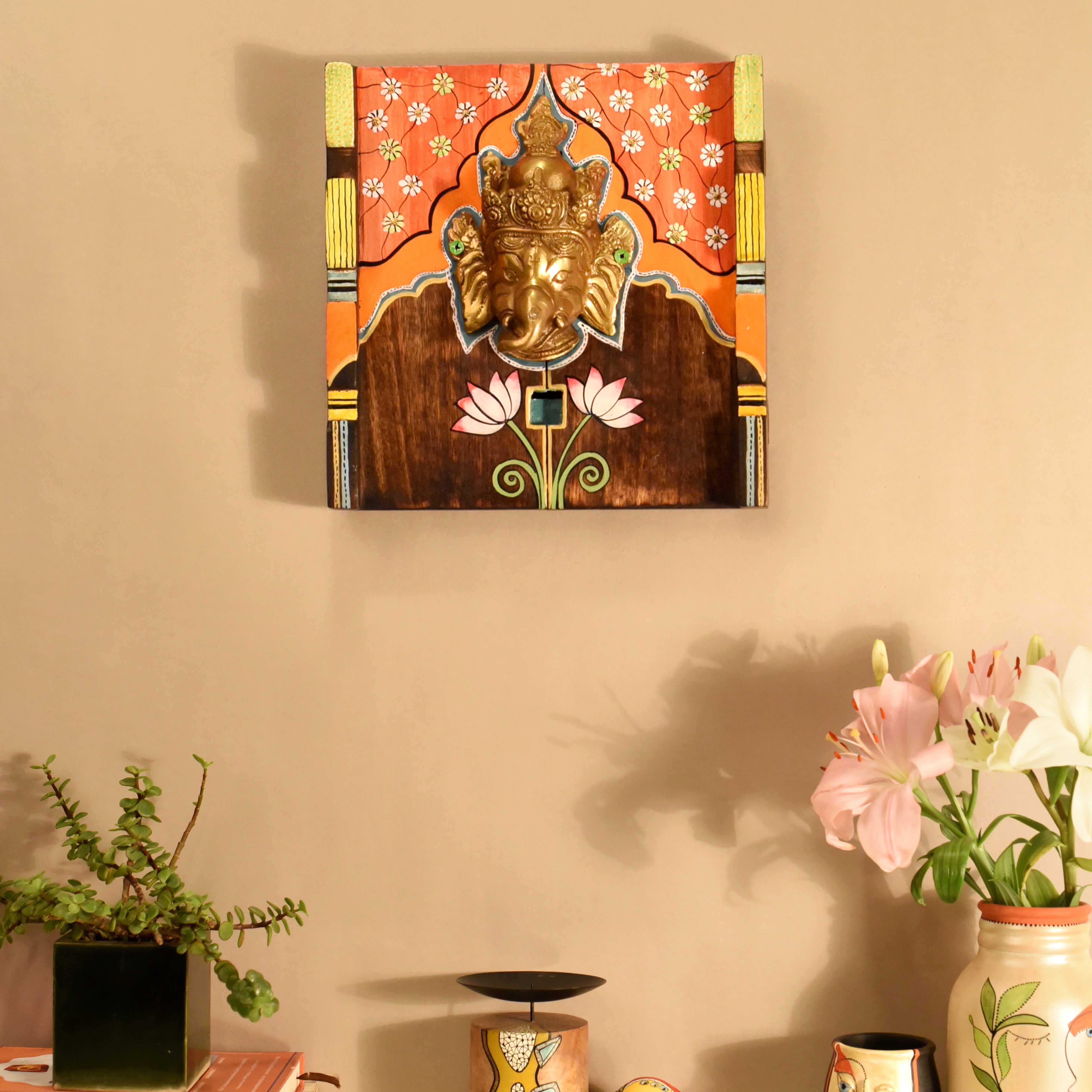 Amantran Wall décor frame with divine Ganesha Majestically set on a beautiful frame