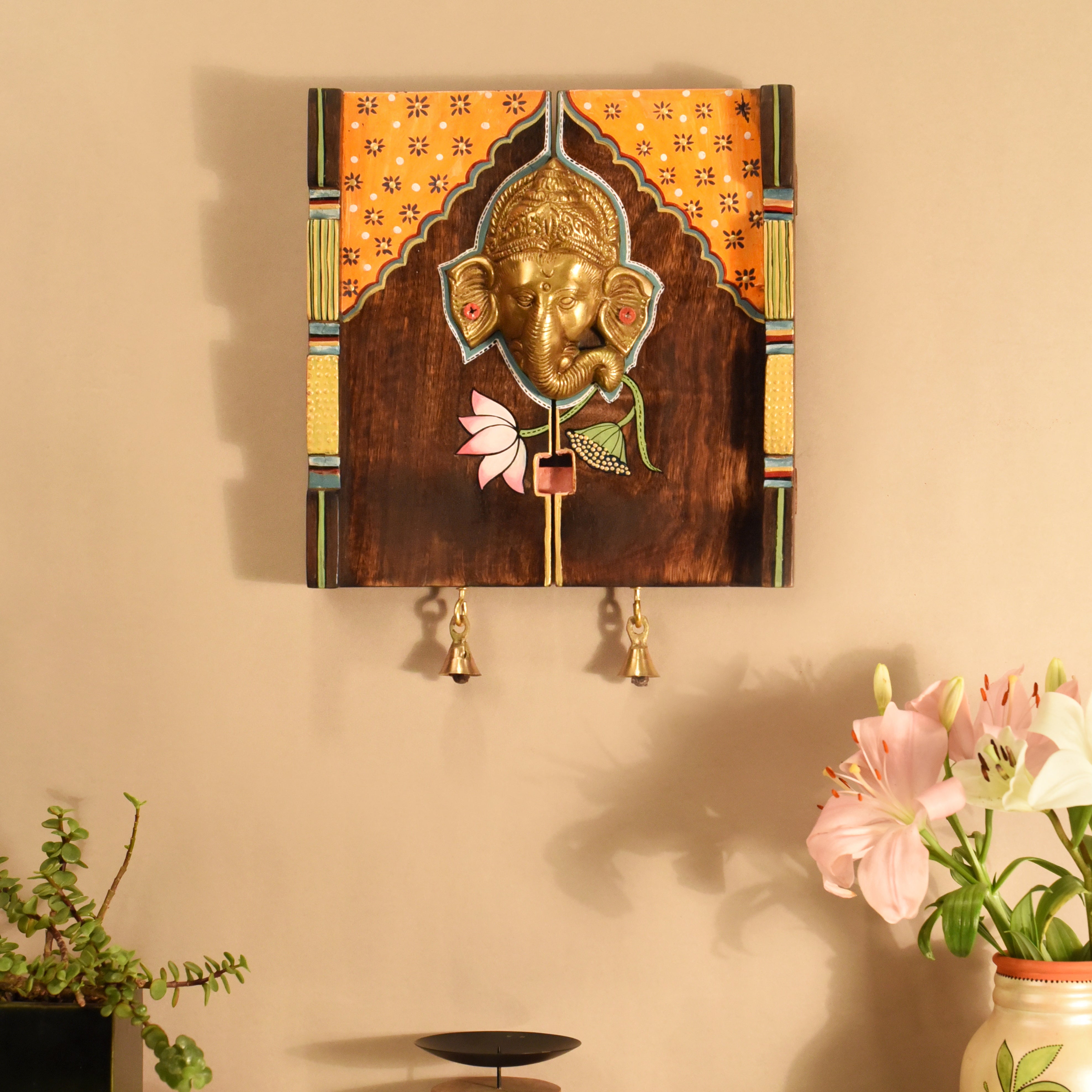 Amantran-I Wall décor frame with divine Ganesha Majestically set on a beautiful frame