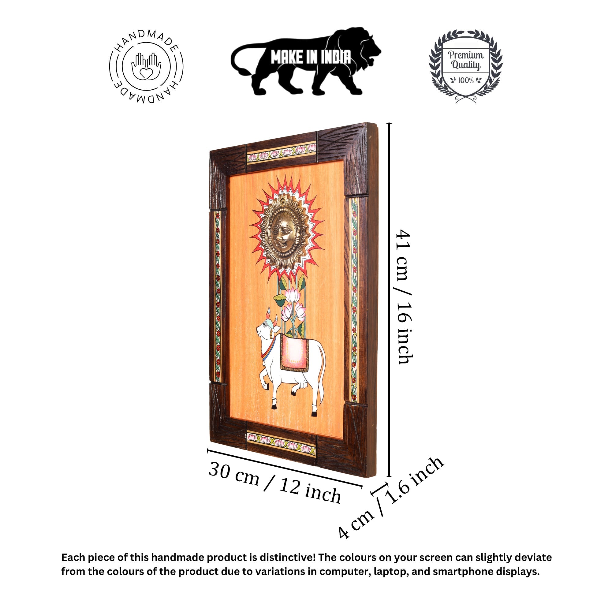 Nandi Wall Décor frame with beautiful painting of Nandi and Shiva in Brass in Backdrop