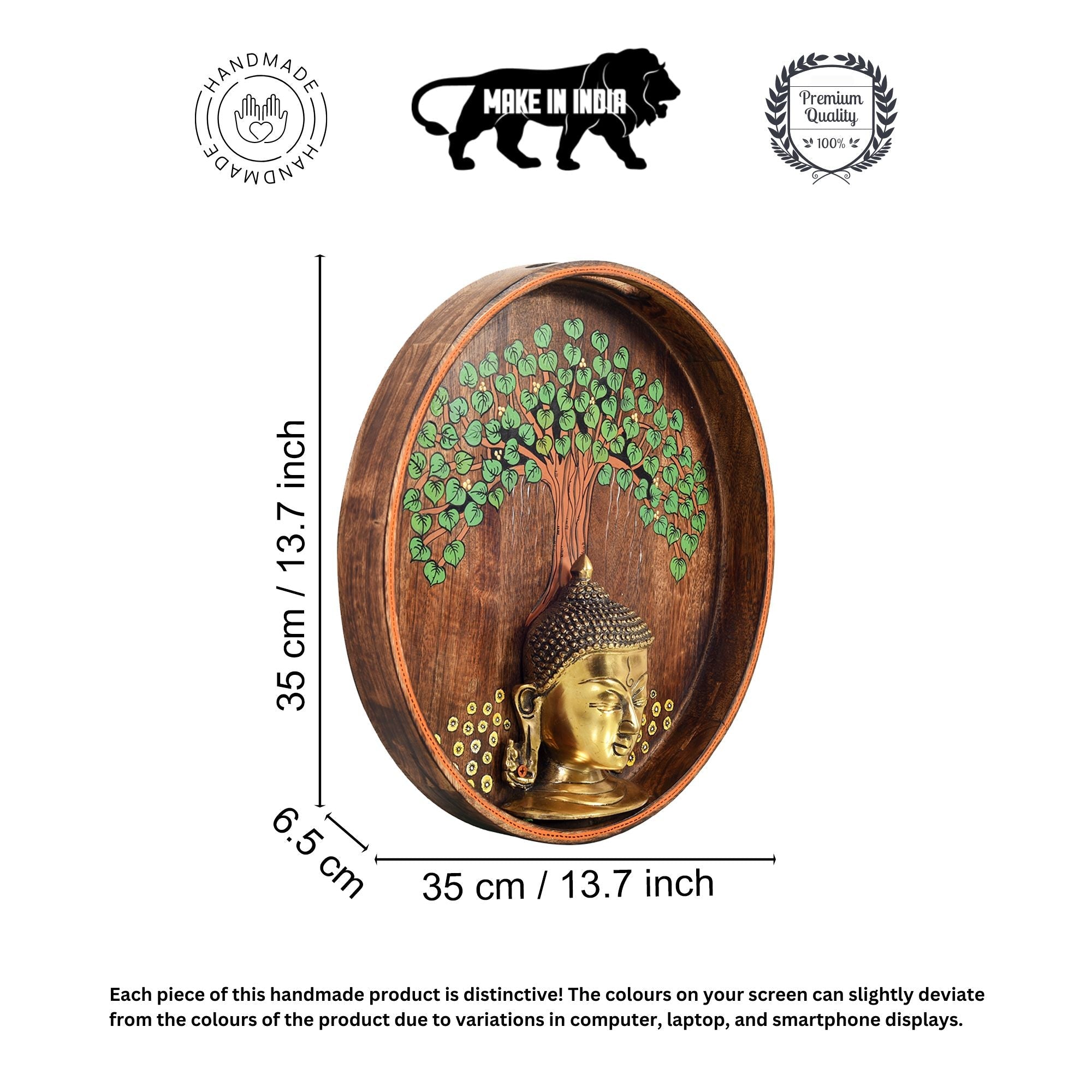 Nirvana Buddha Wall Art, Handcrafted Wooden Decor Featuring Bodhi Tree and Buddha Head for Peace and Enlightenment