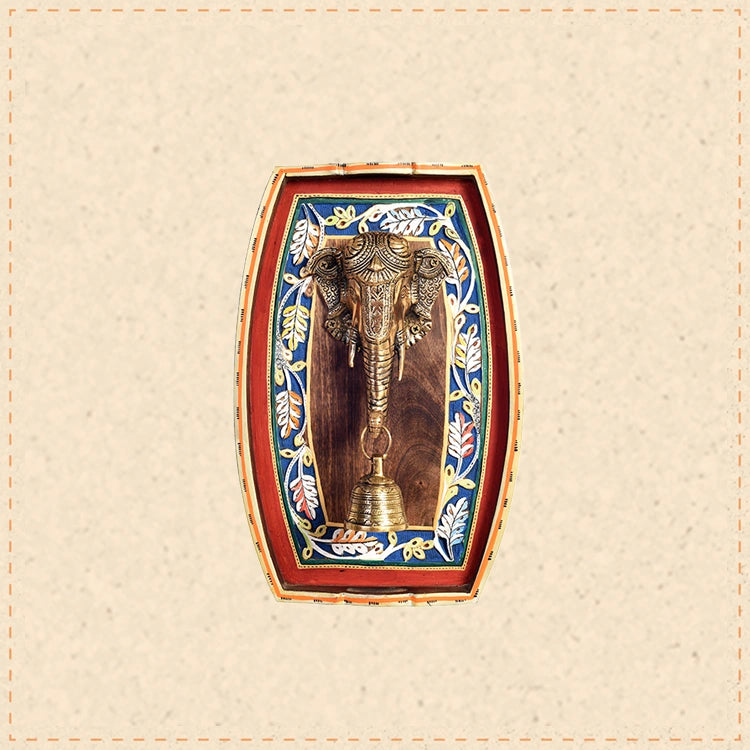 Amantran-III Wall décor frame with divine Ganesha with a bell Majestically set on a beautiful frame