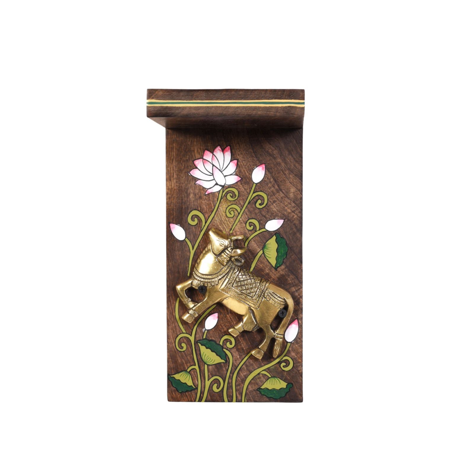 Mrig Brass Deer & Lotus Wall Bracket