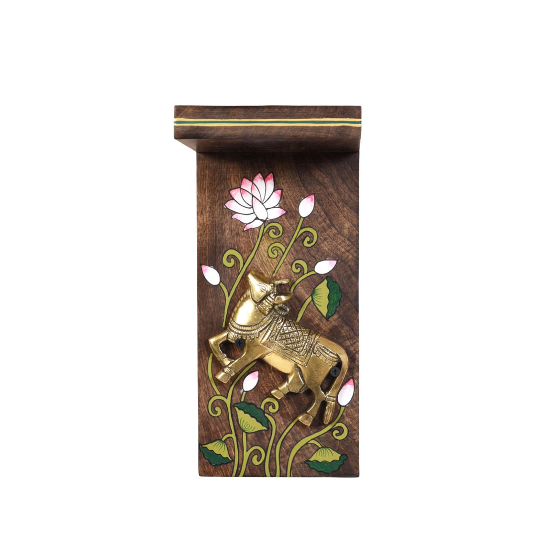 Mrig Brass Deer & Lotus Wall Bracket