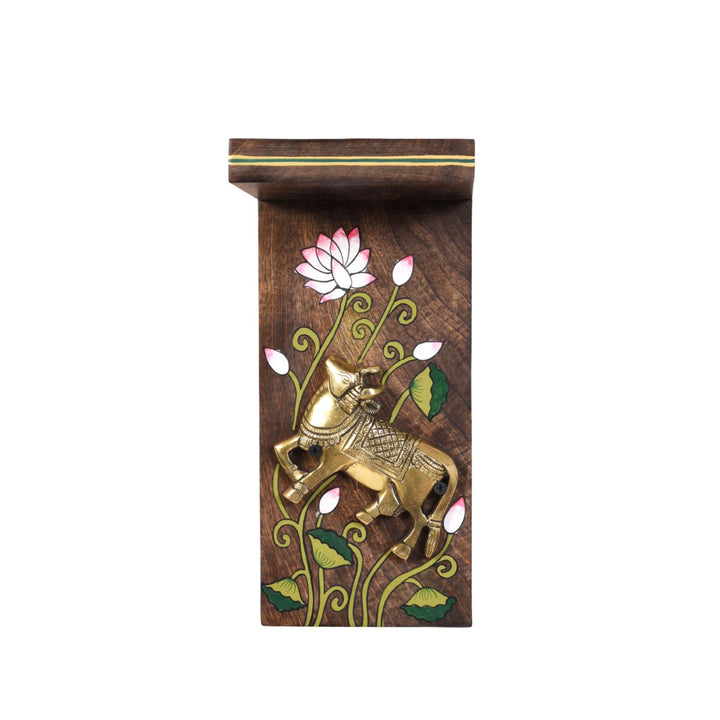 Mrig Brass Deer & Lotus Wall Bracket