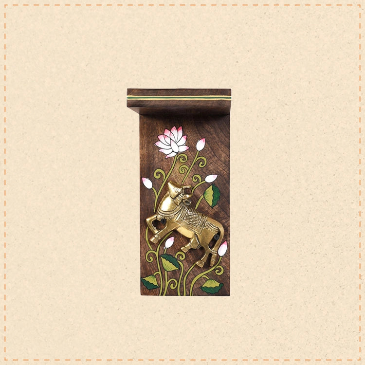Mrig Brass Deer & Lotus Wall Bracket