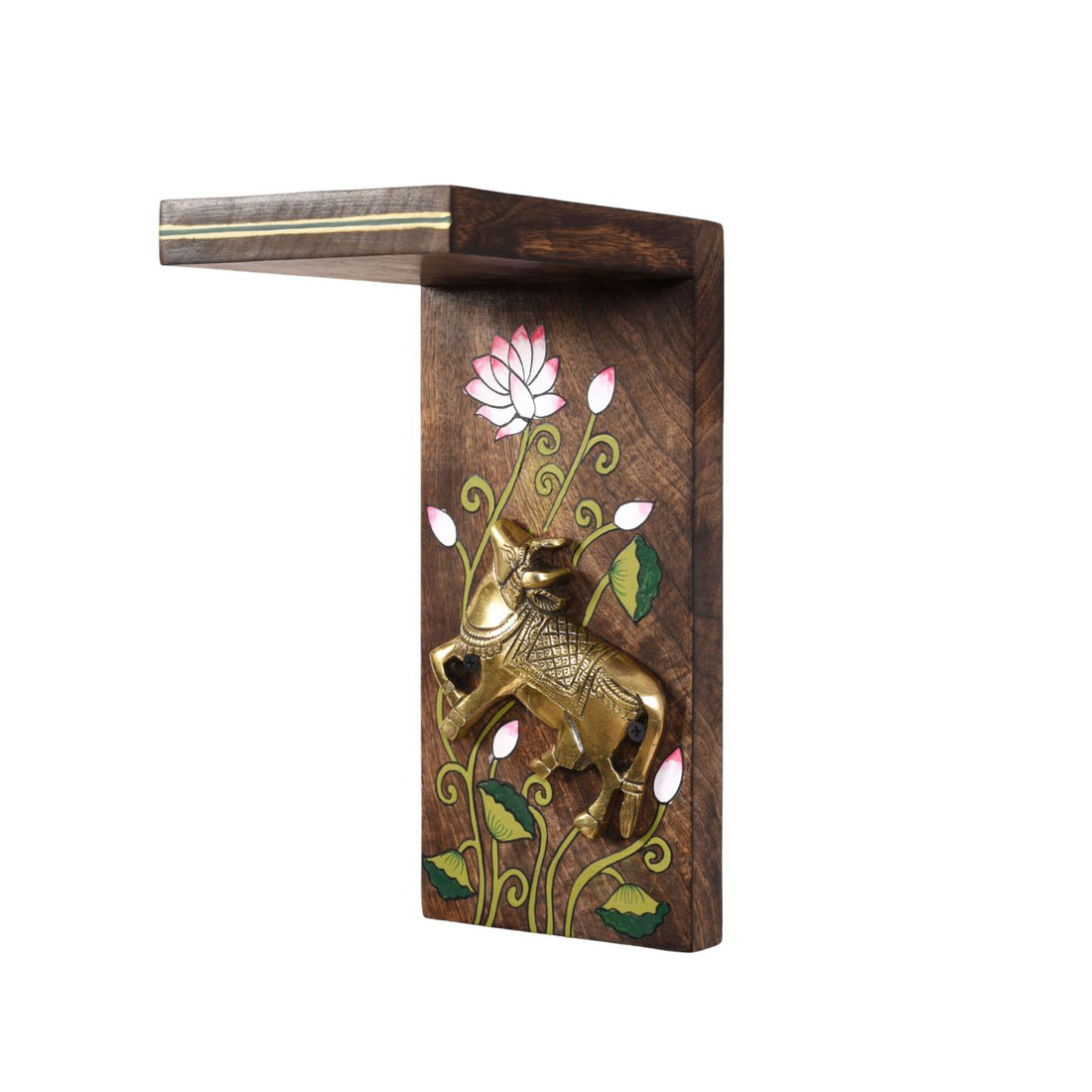 Mrig Brass Deer & Lotus Wall Bracket