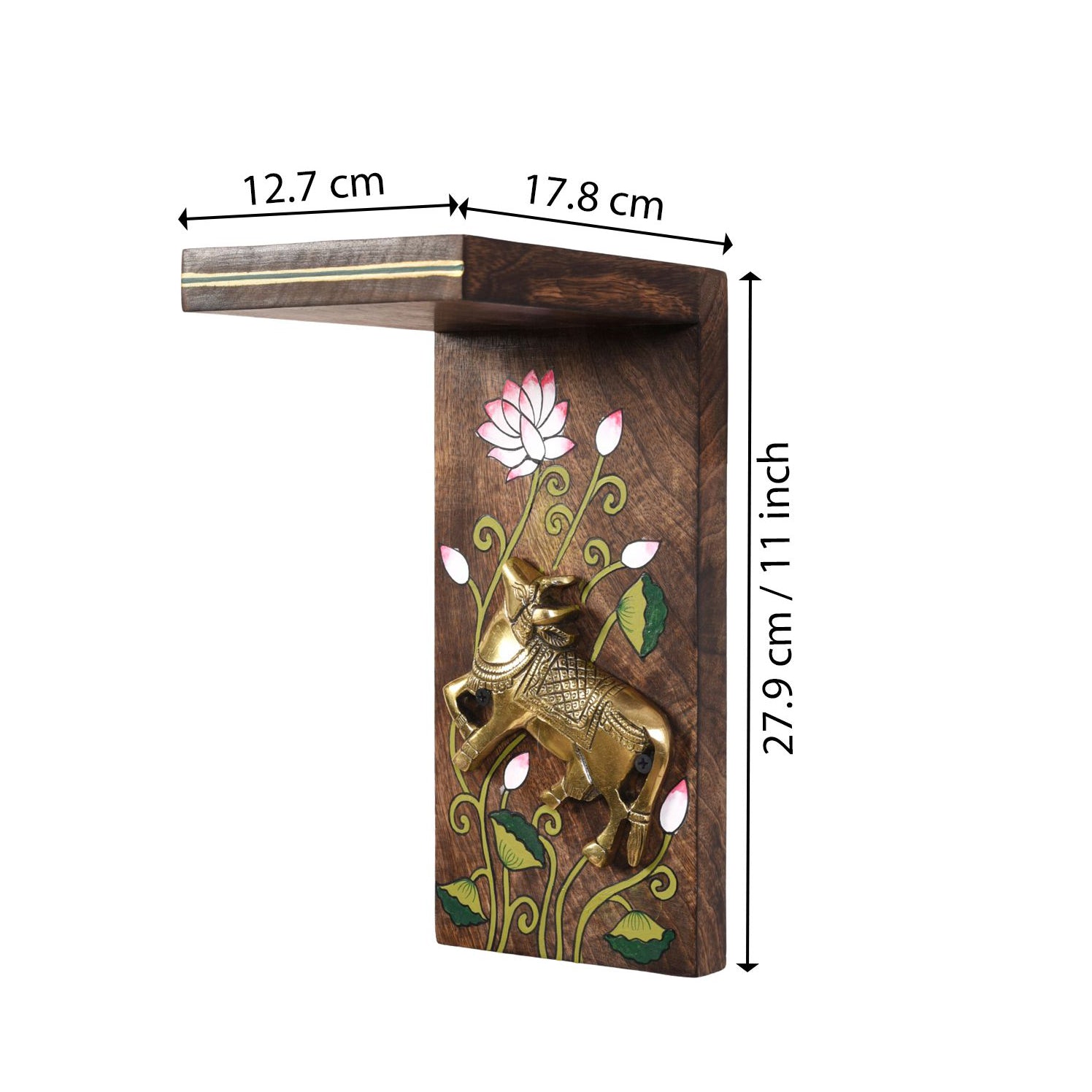 Mrig Brass Deer & Lotus Wall Bracket