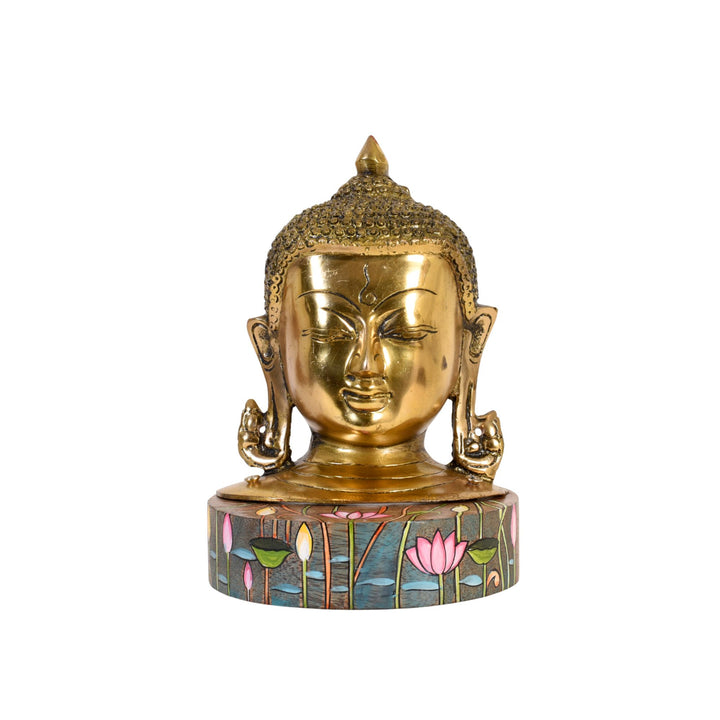 Shanti Brass Buddha Head on Lotus