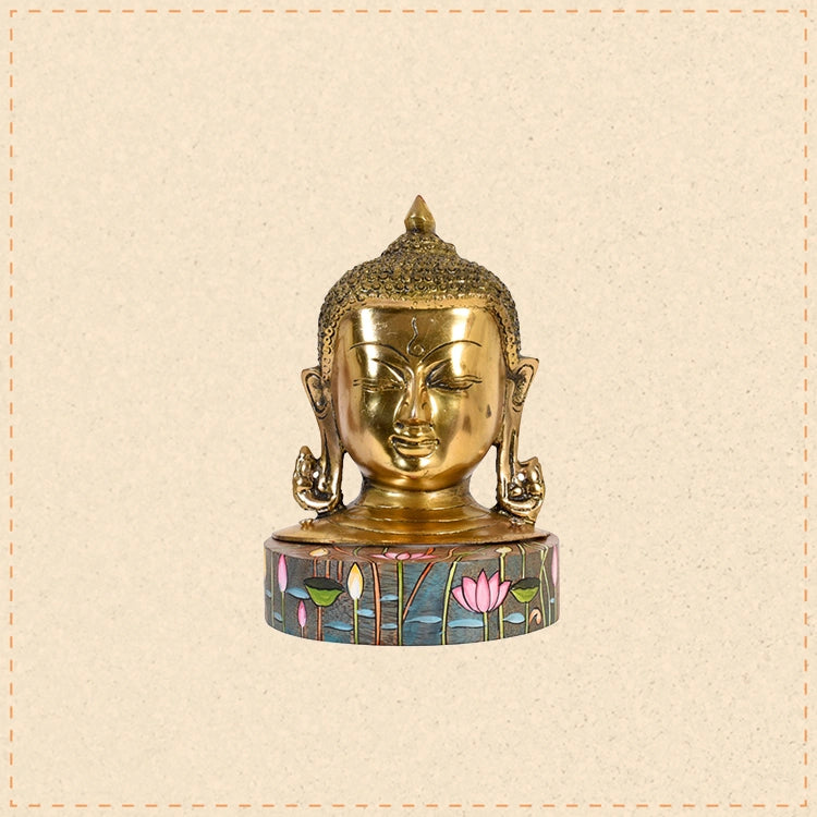 Shanti Brass Buddha Head on Lotus