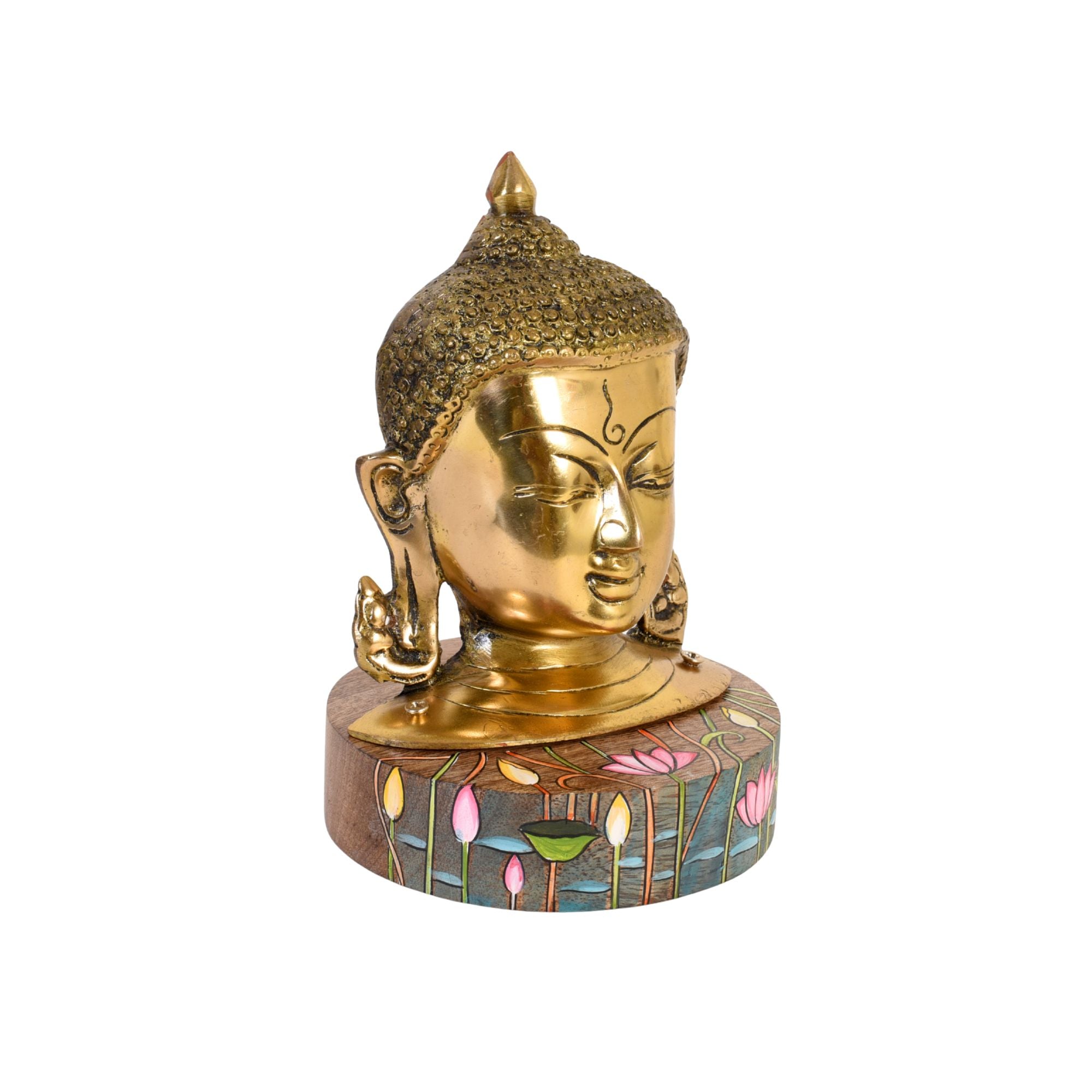 Shanti Brass Buddha Head on Lotus