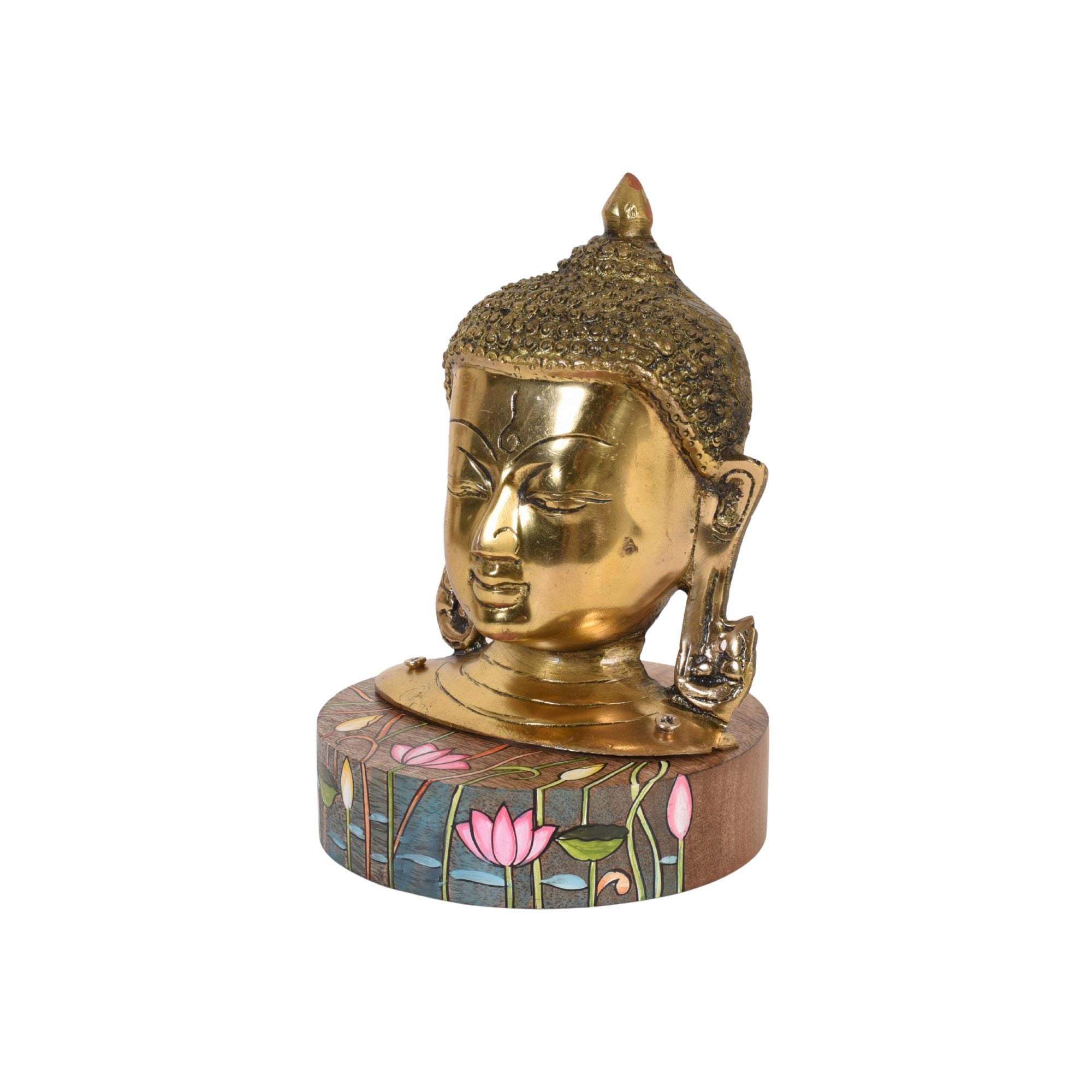 Shanti Brass Buddha Head on Lotus