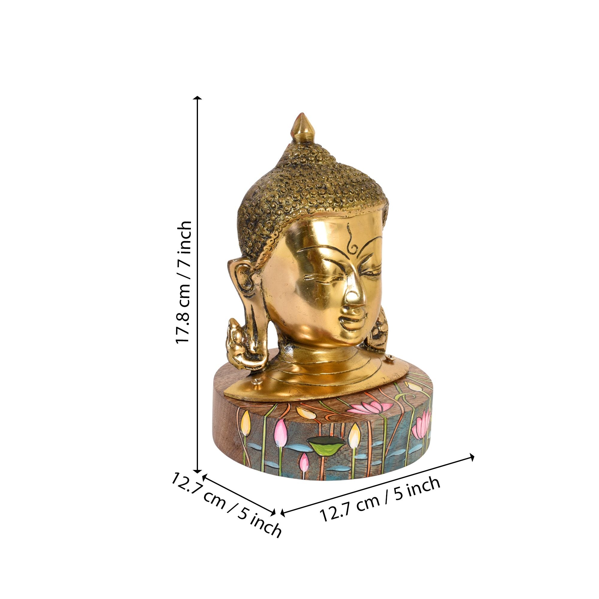 Shanti Brass Buddha Head on Lotus