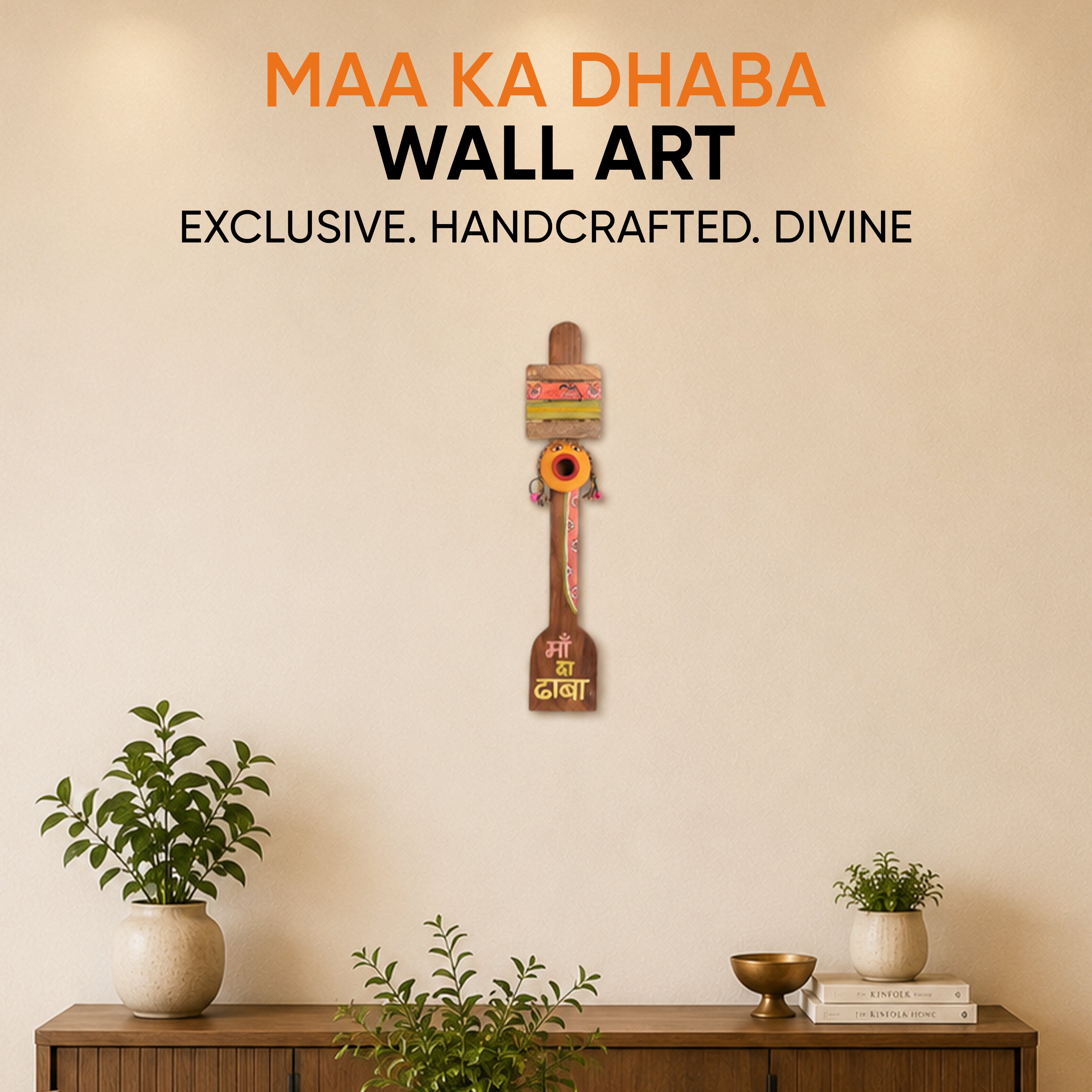 Kitchen Decor "Maa ka Dhaba" Handcrafted in Wood (4x2.5x22)