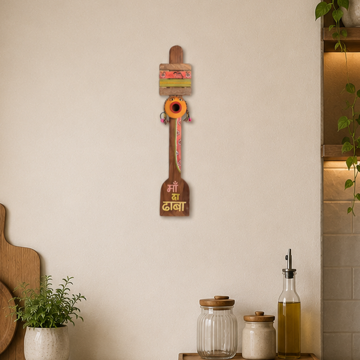 Kitchen Decor "Maa ka Dhaba" Handcrafted in Wood (4x2.5x22)