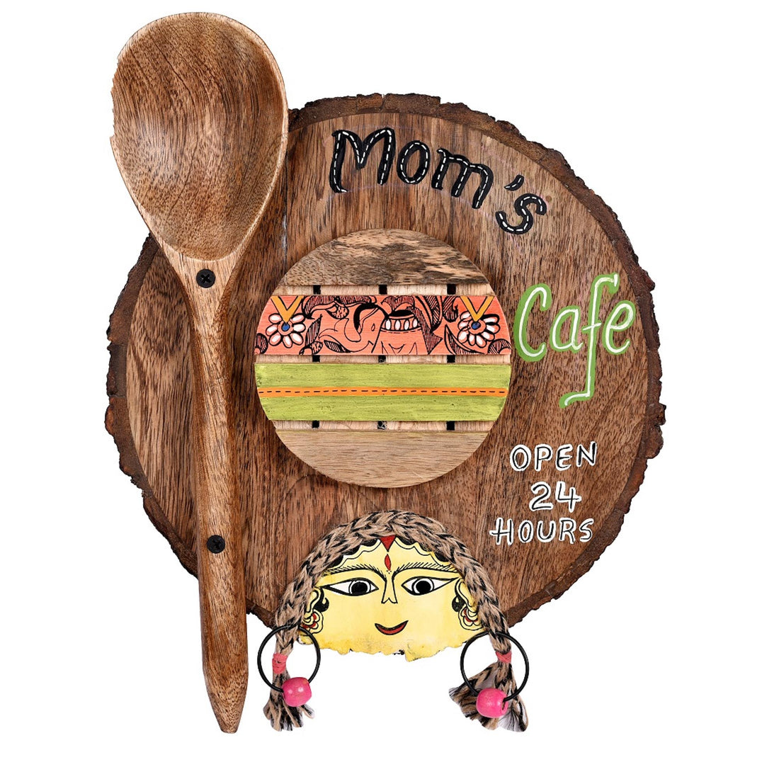 Kitchen Decor "Moms Cafe" Handcrafted in Wood (9x1.5x11.7)