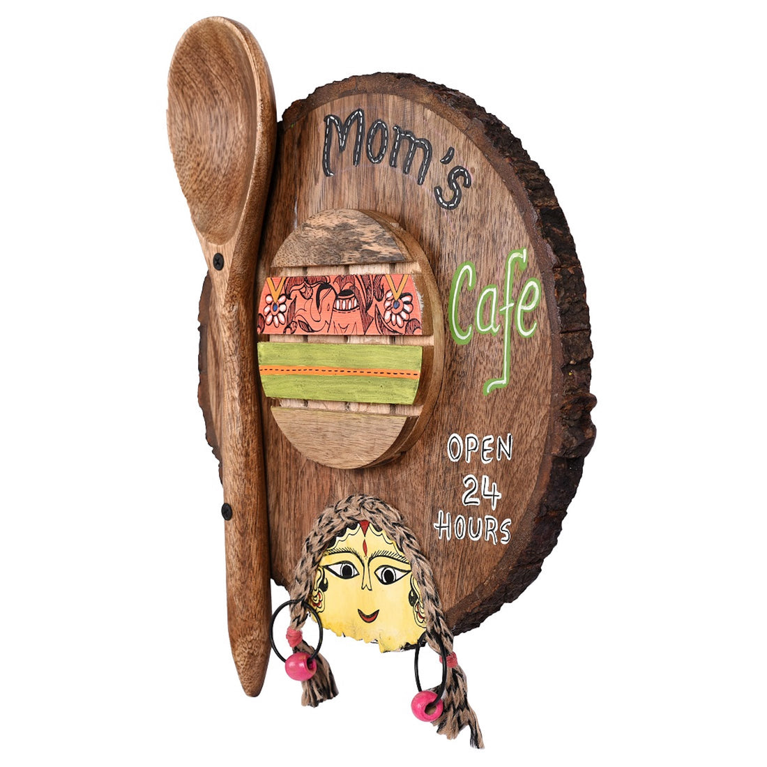 Kitchen Decor "Moms Cafe" Handcrafted in Wood (9x1.5x11.7)