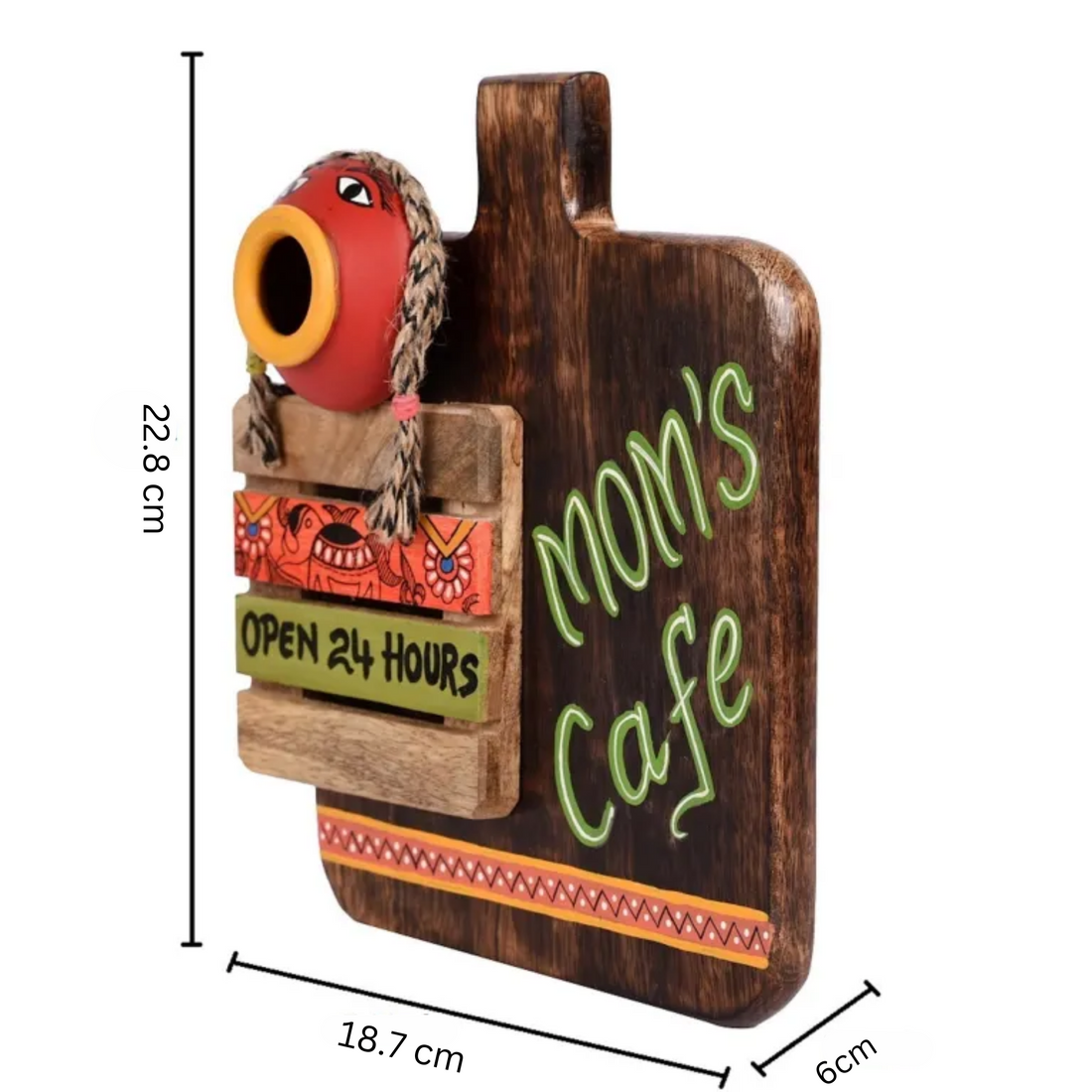 Kitchen Decor "Mom's Cafe" Handcrafted (7.5x2.5x9)