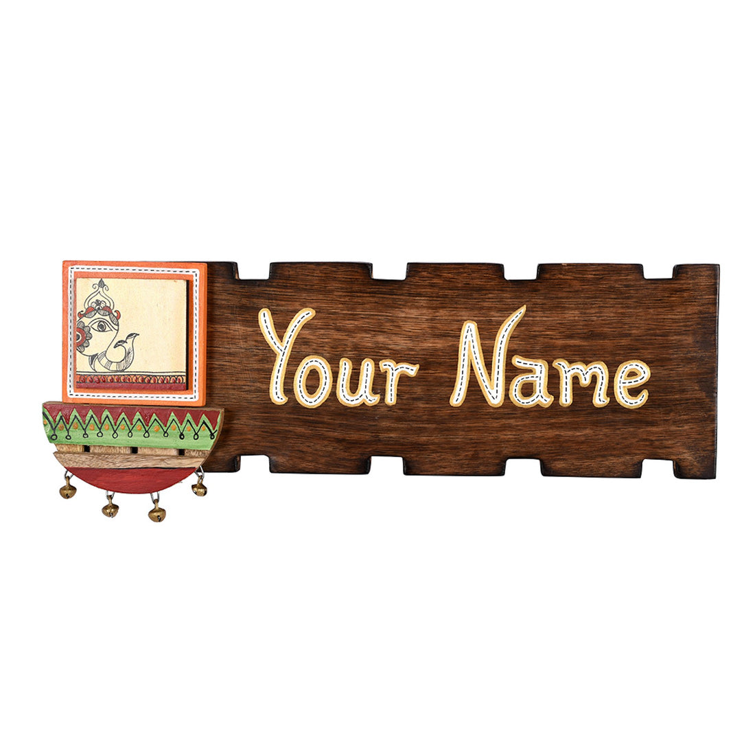 Name Plate Handcrafted with Ceramic Motif (15x0.5x6)