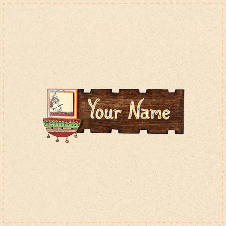Name Plate Handcrafted with Ceramic Motif (15x0.5x6)