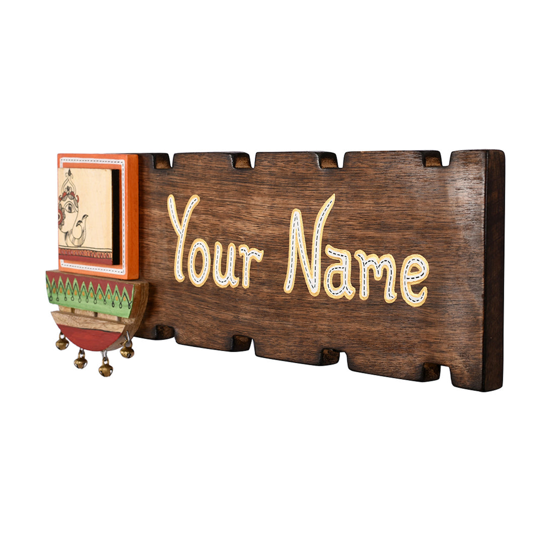 Name Plate Handcrafted with Ceramic Motif (15x0.5x6)