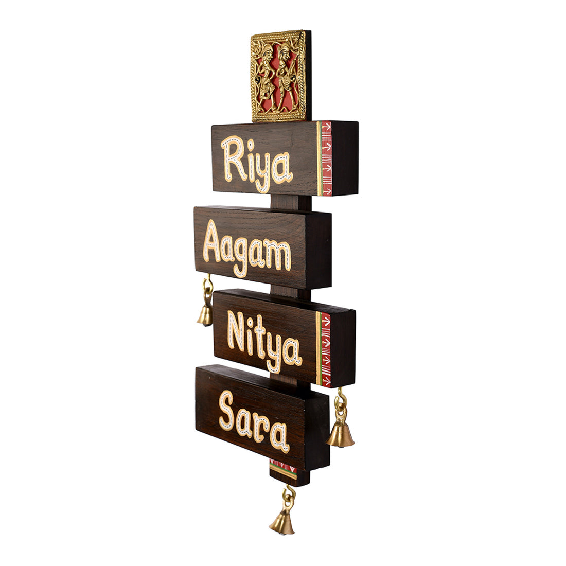 Name Plate Handcrafted Zigzag 4 Names (6.4x1.4x15)