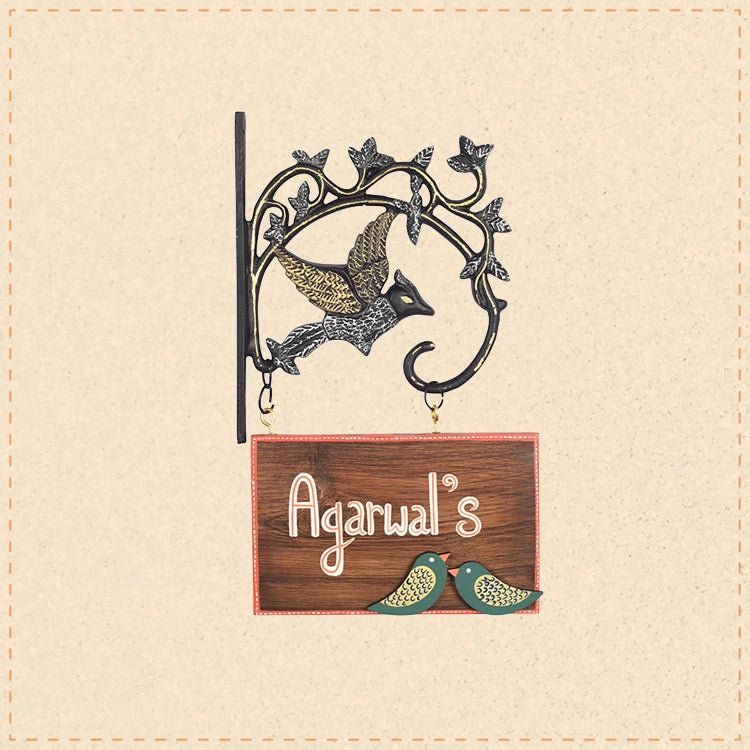 Customizable Handcrafted Name Board with Metal Stand