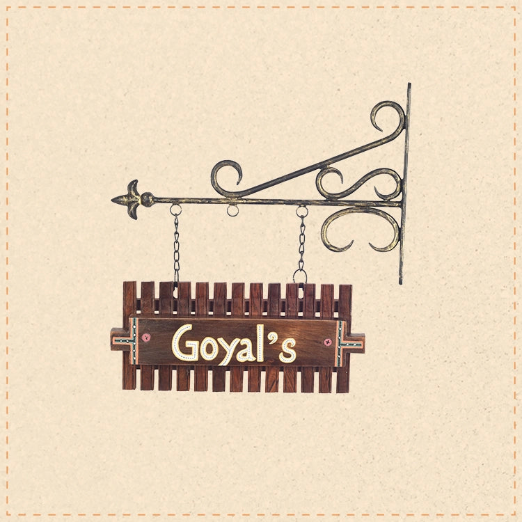 Customizable Handcrafted Name Board with Metal Stand