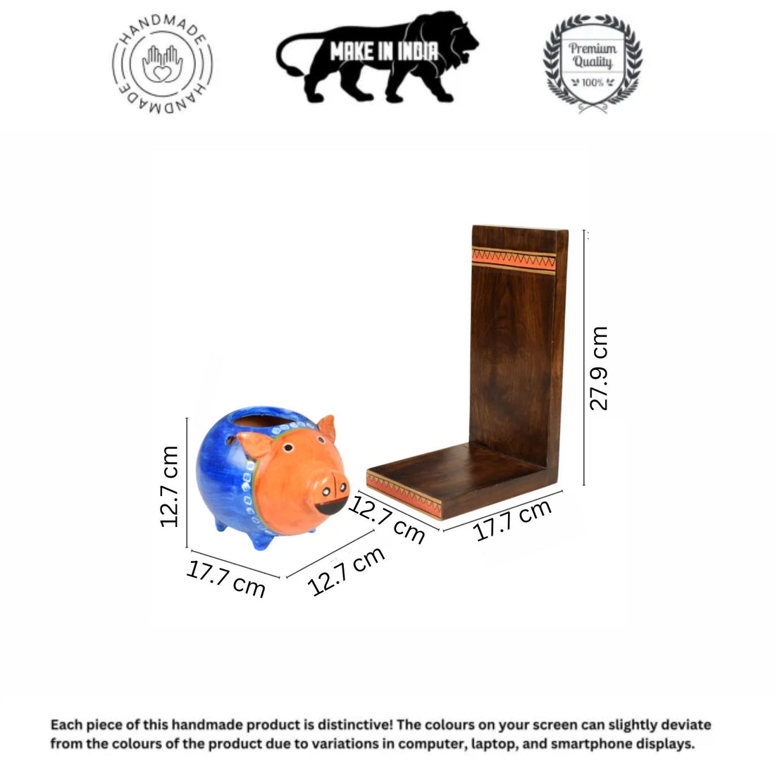 Piggy Wall Decor Shelf with Earthen Planter (5x7x11)