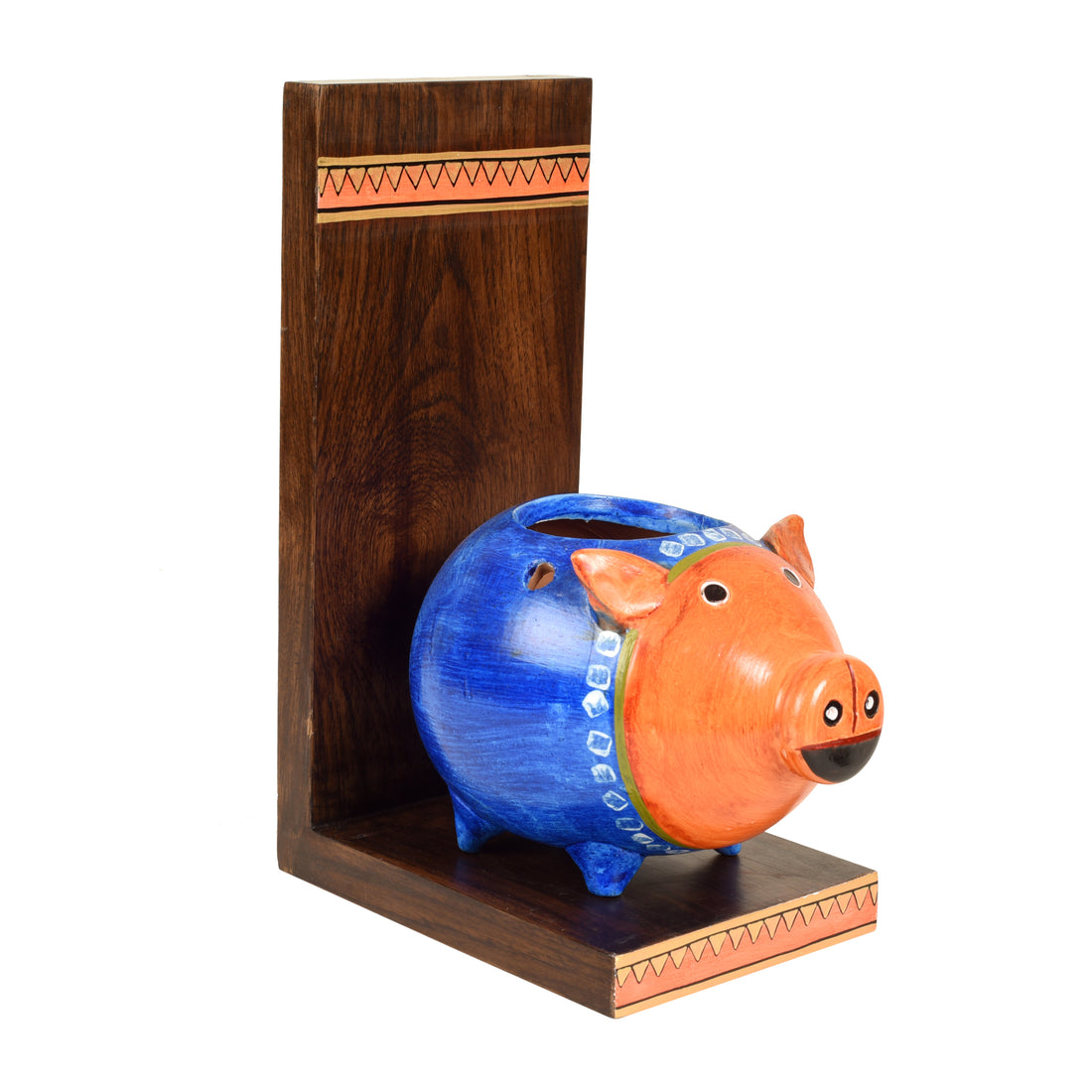 Piggy Wall Decor Shelf with Earthen Planter (5x7x11)