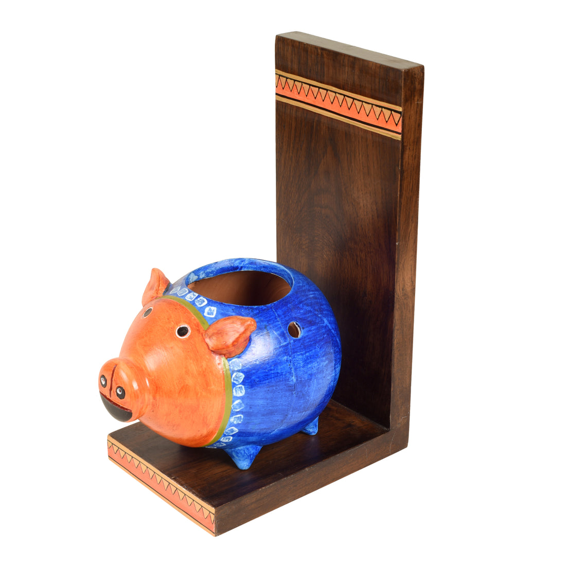 Piggy Wall Decor Shelf with Earthen Planter (5x7x11)