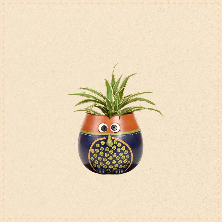 Hooting Owl Wall Decor Shelf with Earthen Planter