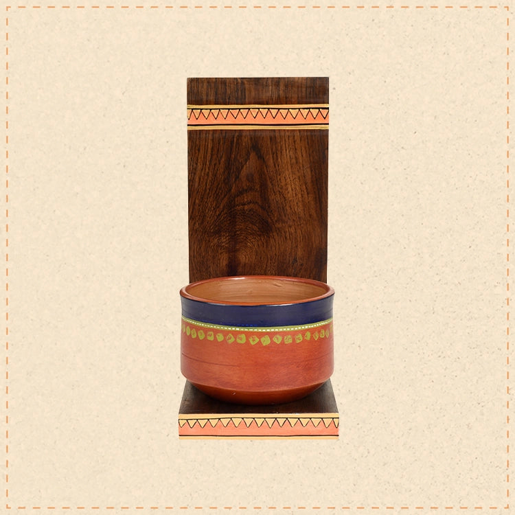Asmi Earthen Planter with Wall Decor Shelf (5x7x11)