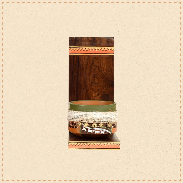 Asmi Earthen Planter with Wall Decor Shelf (5x7x11)