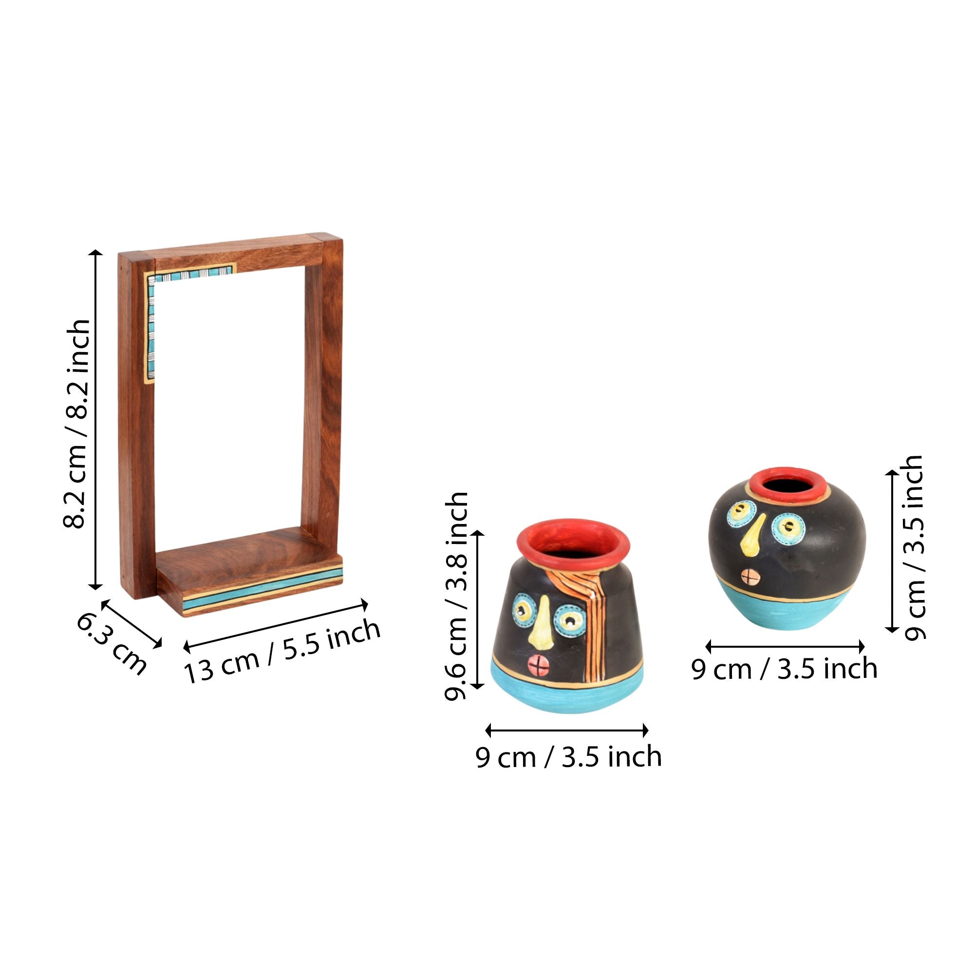 Mukha Tribal-Face Wall Shelf & Pot Set