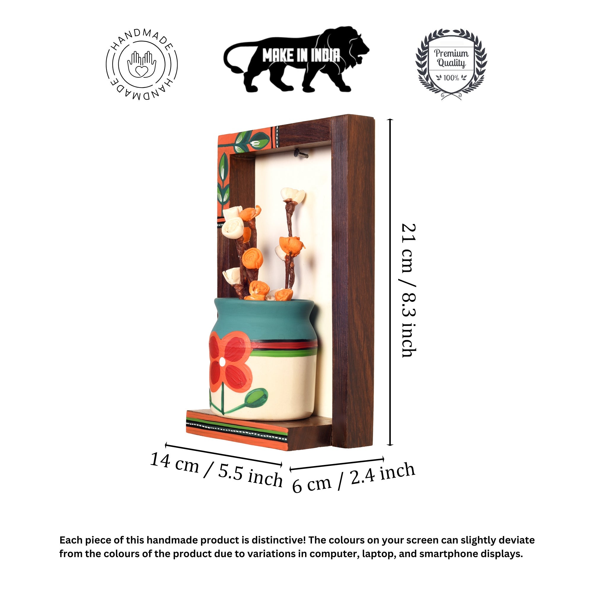 Flora Wall Décor frames with Beautiful handpainted ceramic Pots- So2