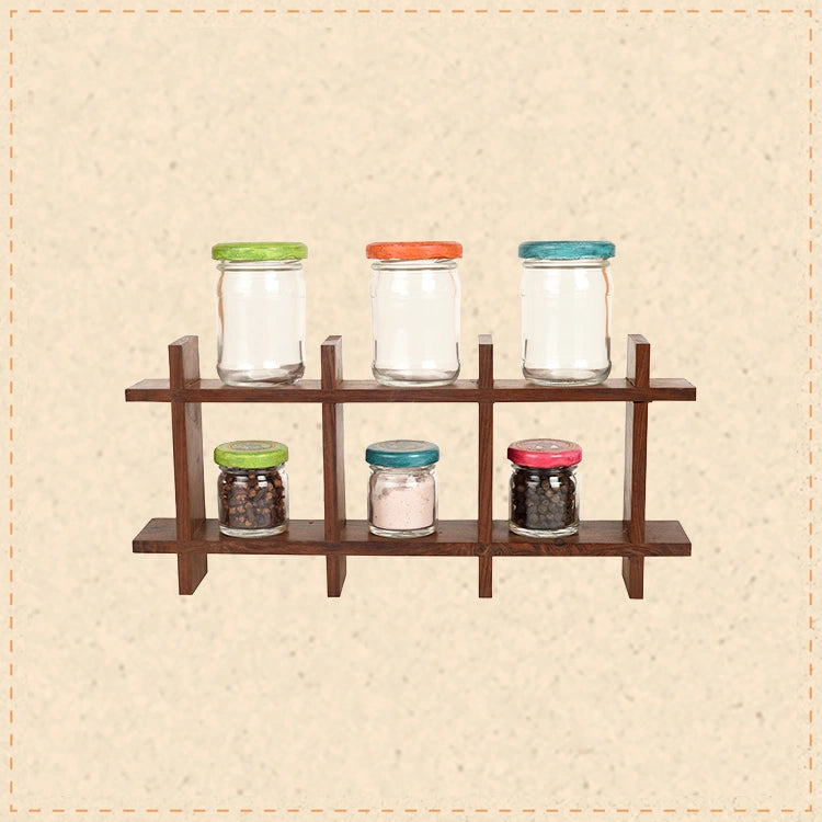 Wall Decor Ladder & 4 Spice Jars (13x2x6)