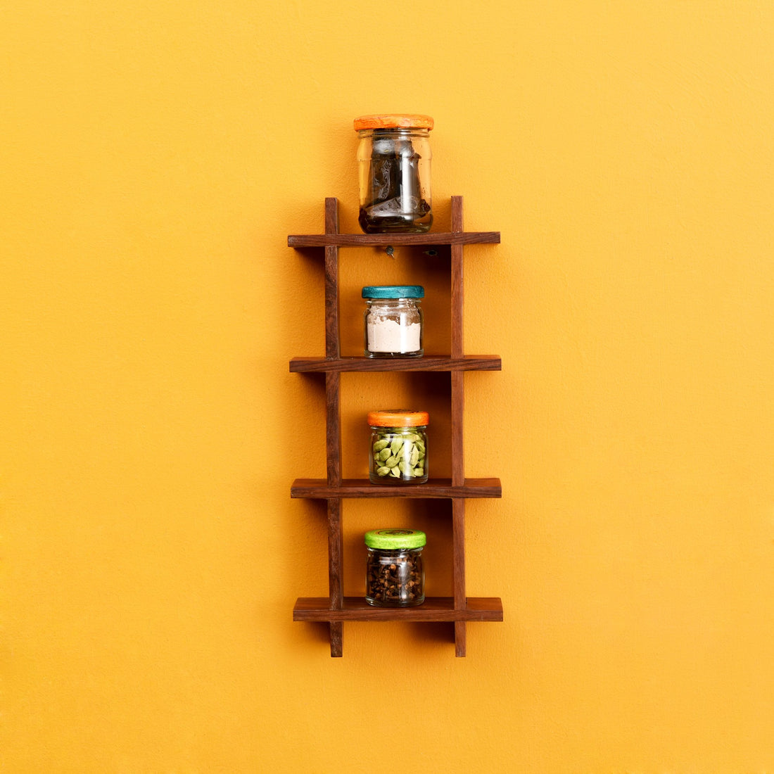 Wall Decor Ladder & 4 Spice Jars (13x2x6)