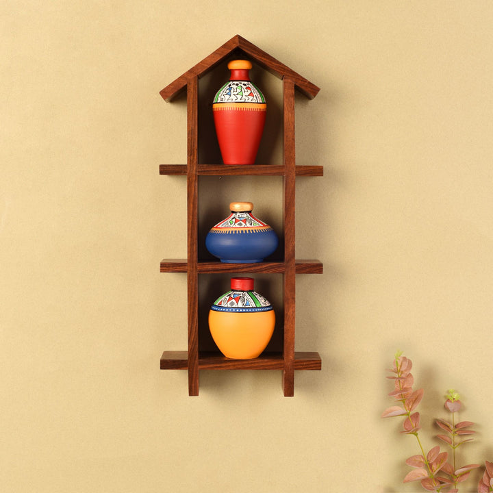 Rainbow Bliss Hut Wall Ladder with Multicolor Pots S03