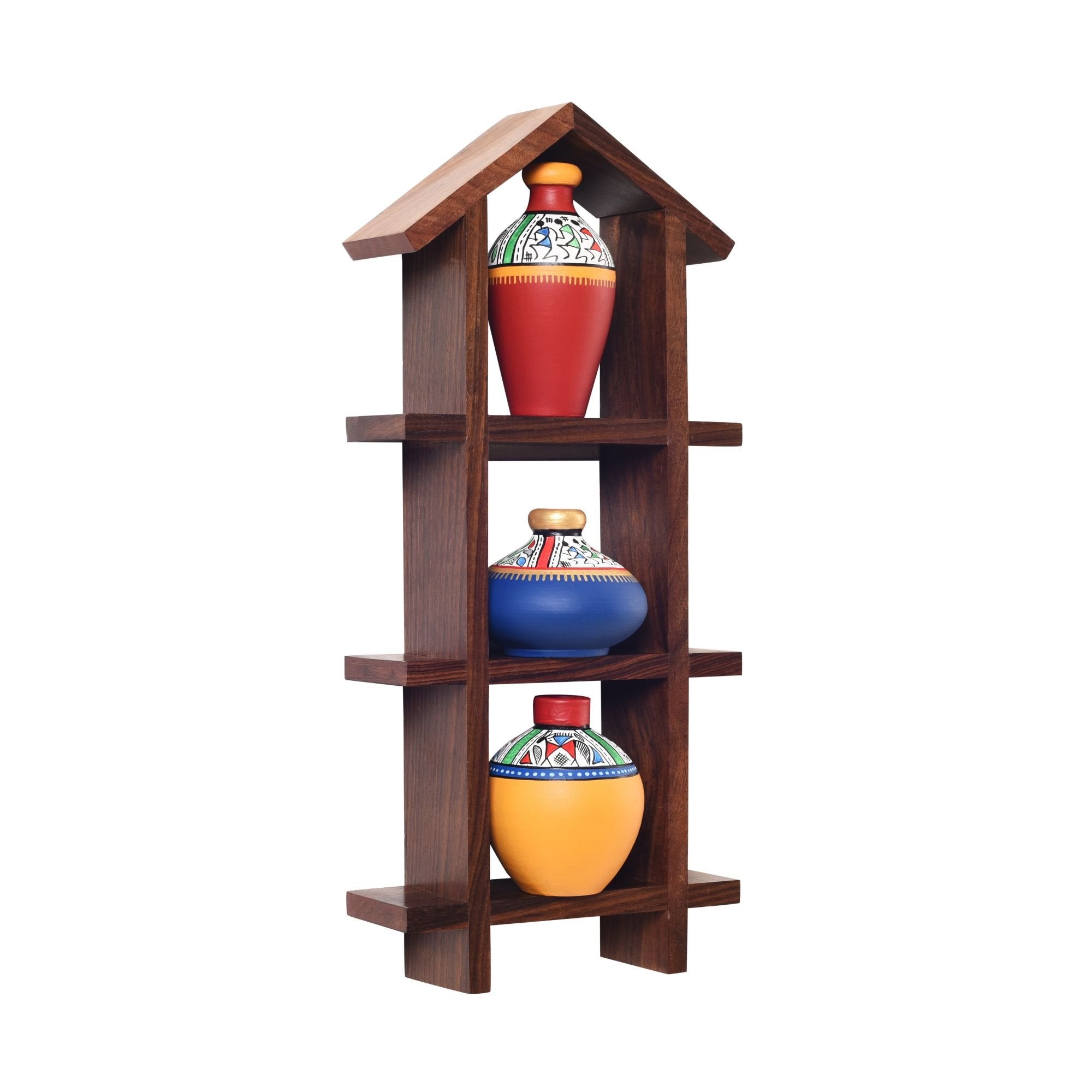 Rainbow Bliss Hut Wall Ladder with Multicolor Pots S03