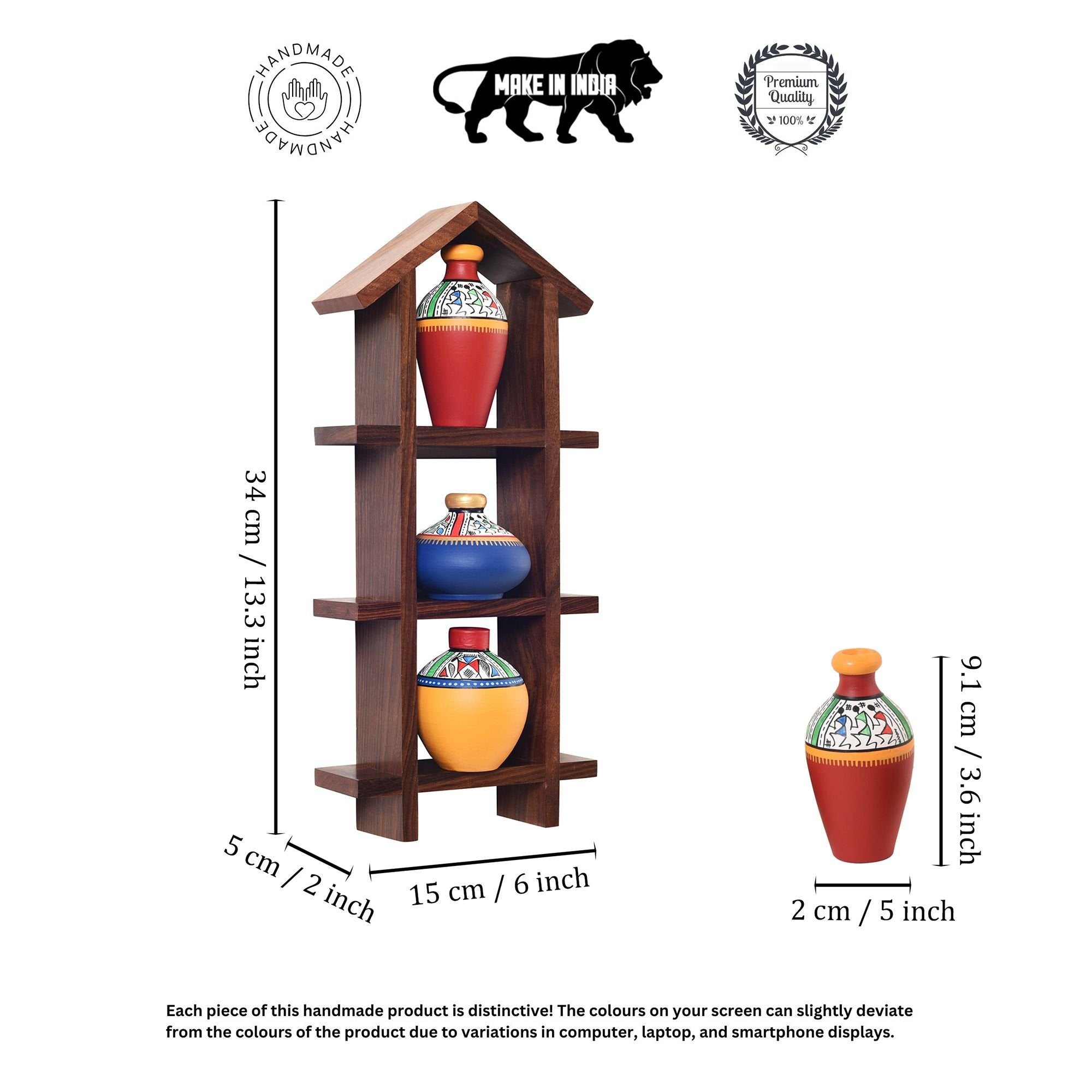 Rainbow Bliss Hut Wall Ladder with Multicolor Pots S03