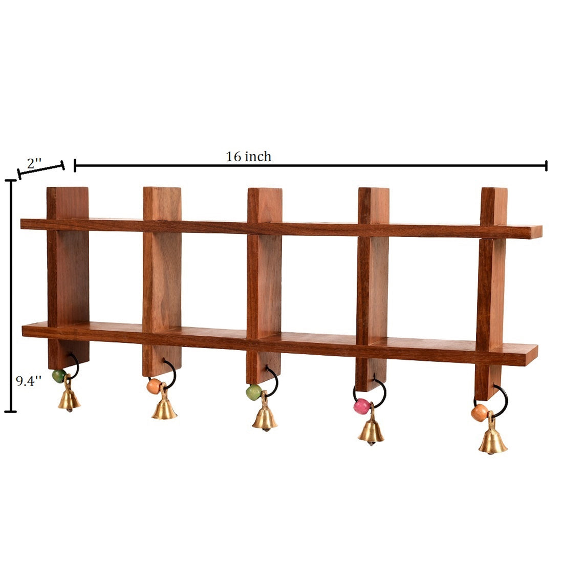 Wall Decor Ladder & 4 B&W Handcrafted Warli Pots (16x2x7.5)