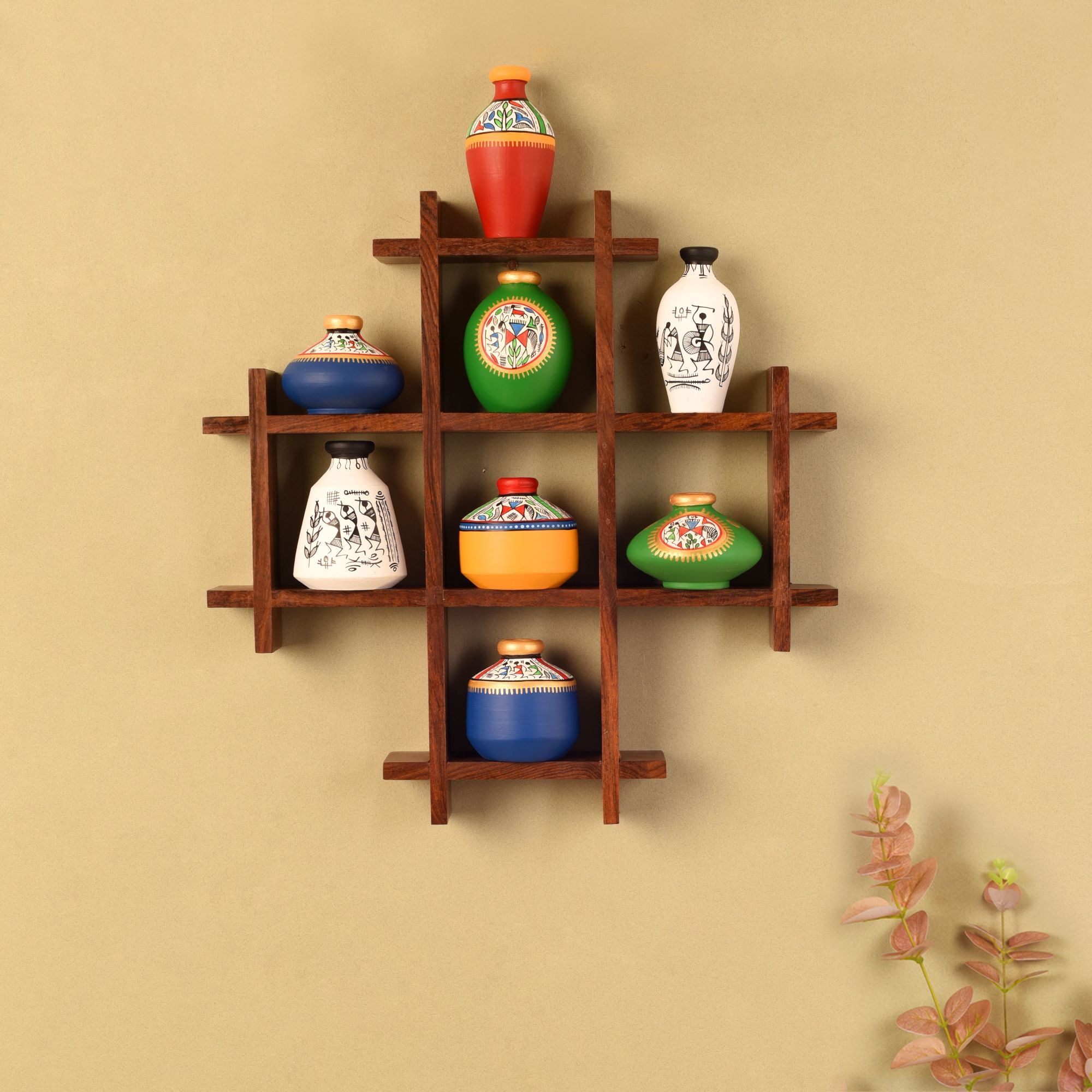 Rainbow Bliss Wall Ladder with Multicolor Pots S08