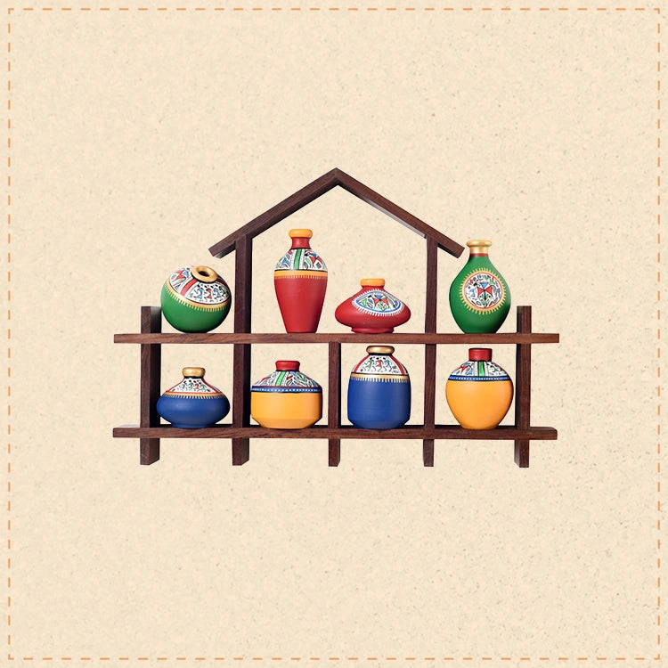 Rainbow Bliss Hut Wall Ladder with Multicolor Pots S08