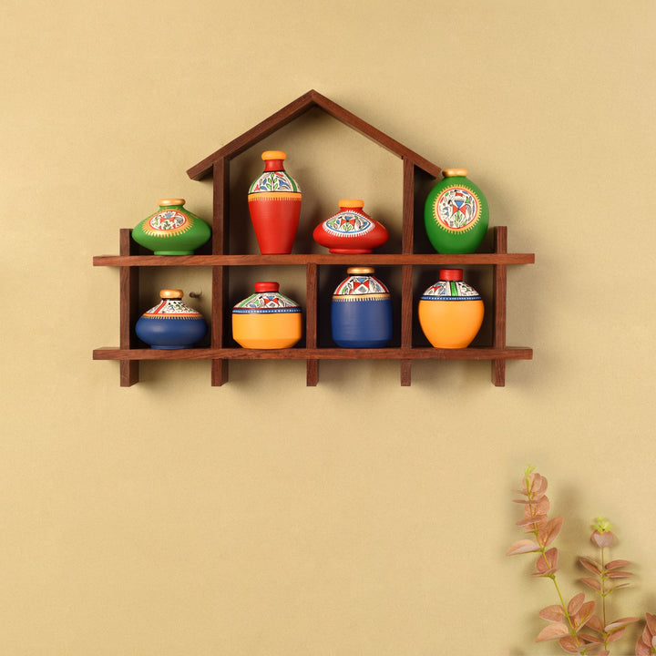 Rainbow Bliss Hut Wall Ladder with Multicolor Pots S08