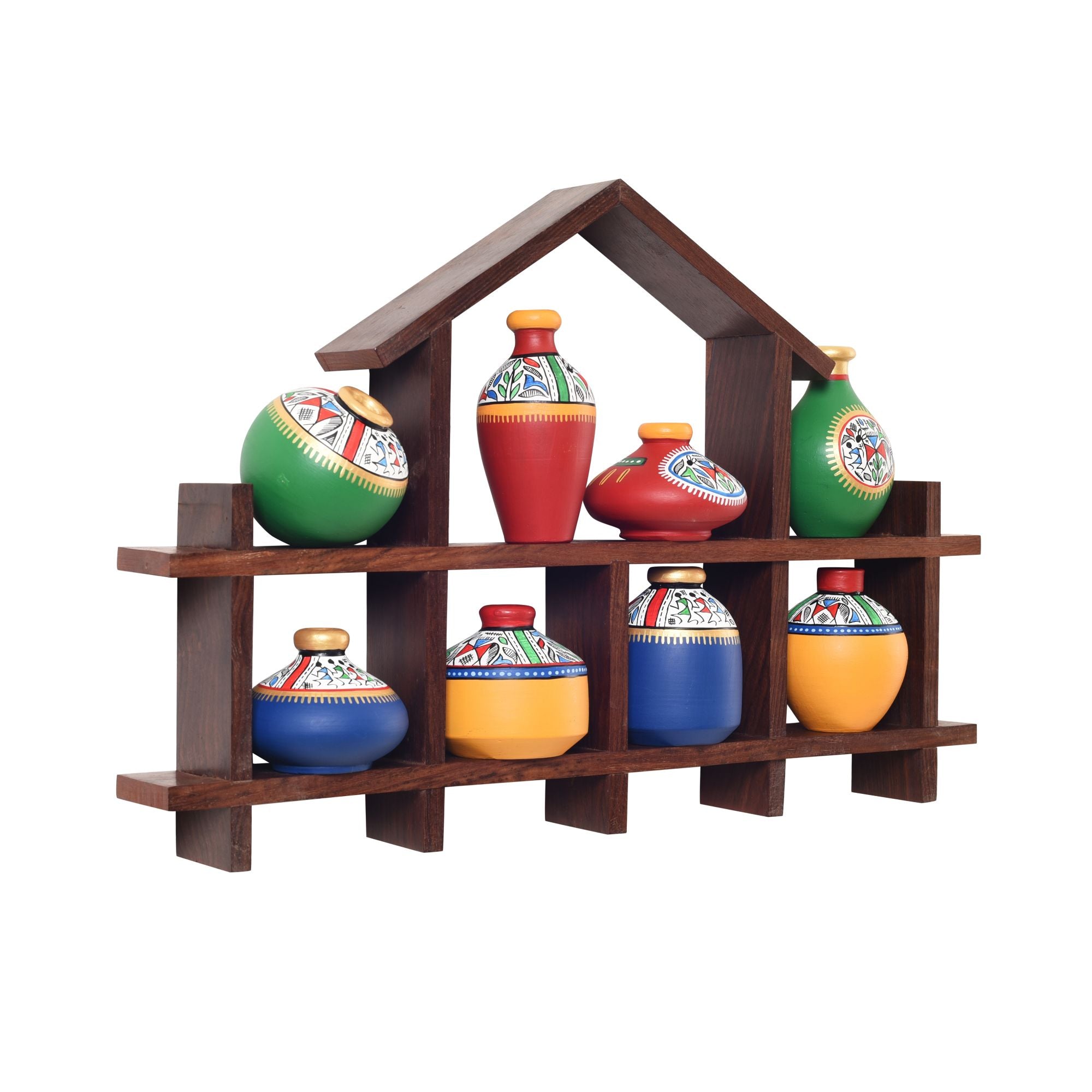 Rainbow Bliss Hut Wall Ladder with Multicolor Pots S08