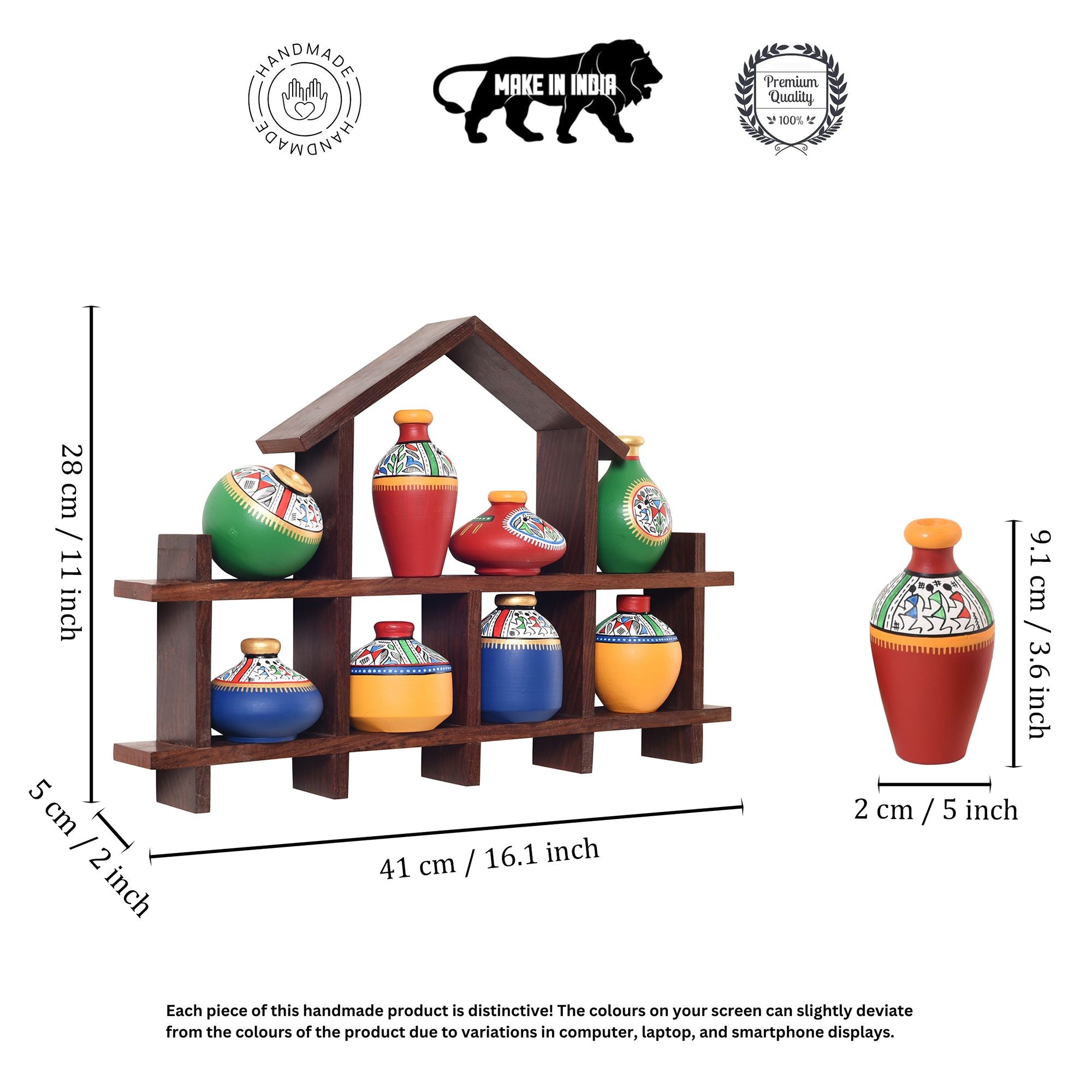 Rainbow Bliss Hut Wall Ladder with Multicolor Pots S08