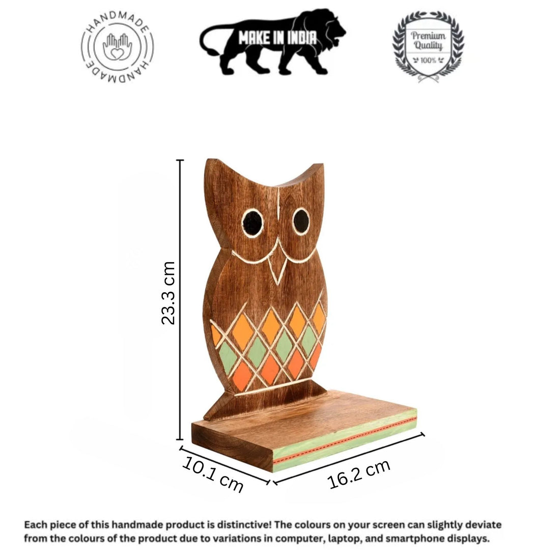 Wall Decor Handcrafted Wooden Tribal Art Owl Shelf (6.5x4x9.2)